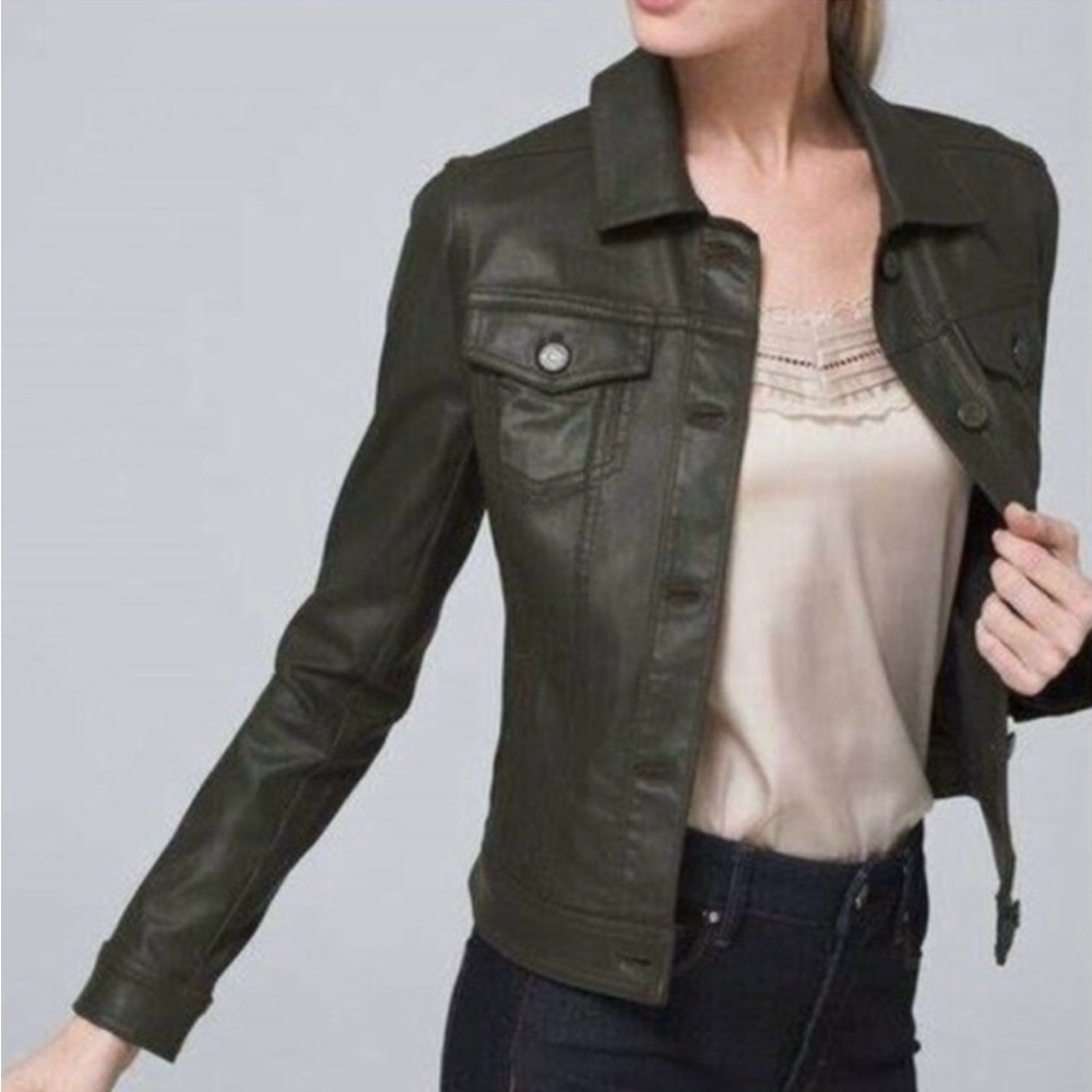 Women's Green (Fatigue) Faux Leather Jacket 10P NWT